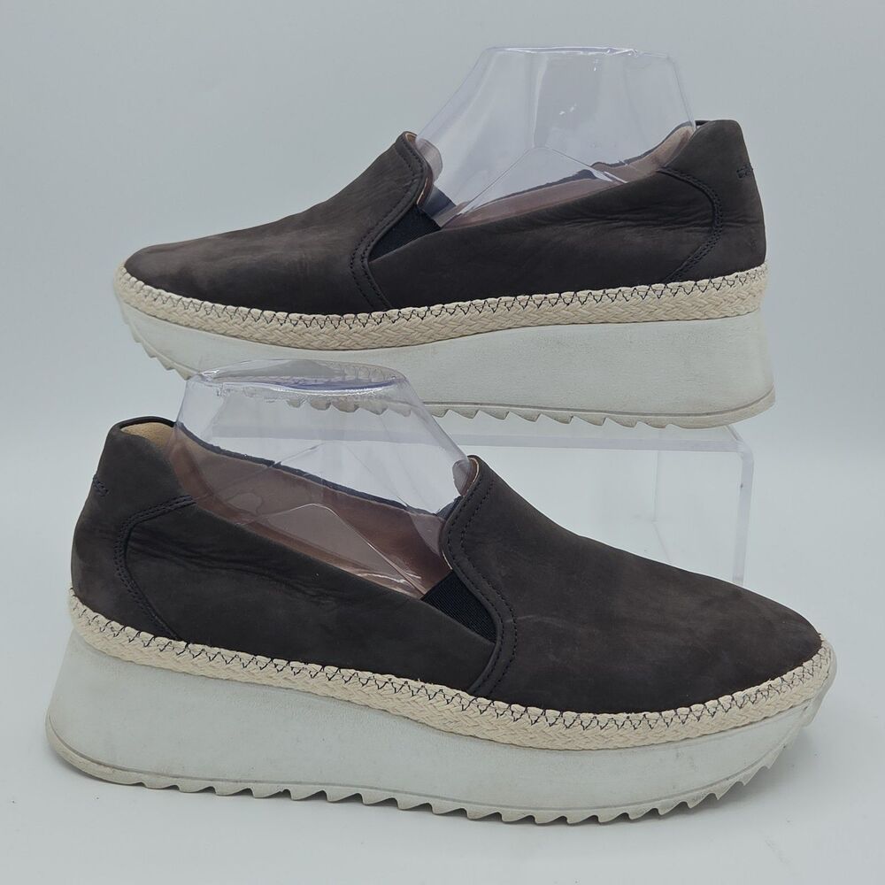 Paul Green Candice Slip-On Platform Sneakers Dark Blue Nubuck Leather Shoes US 8